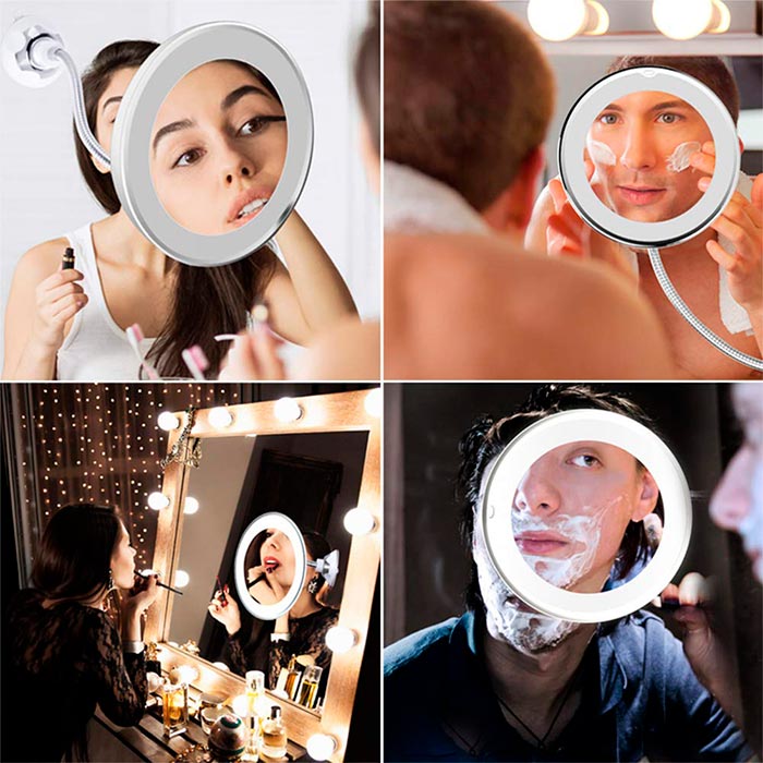 BeautyMirror, ogledalo s povečavo, močno LED lučko in upogljivim držalom - Image 8