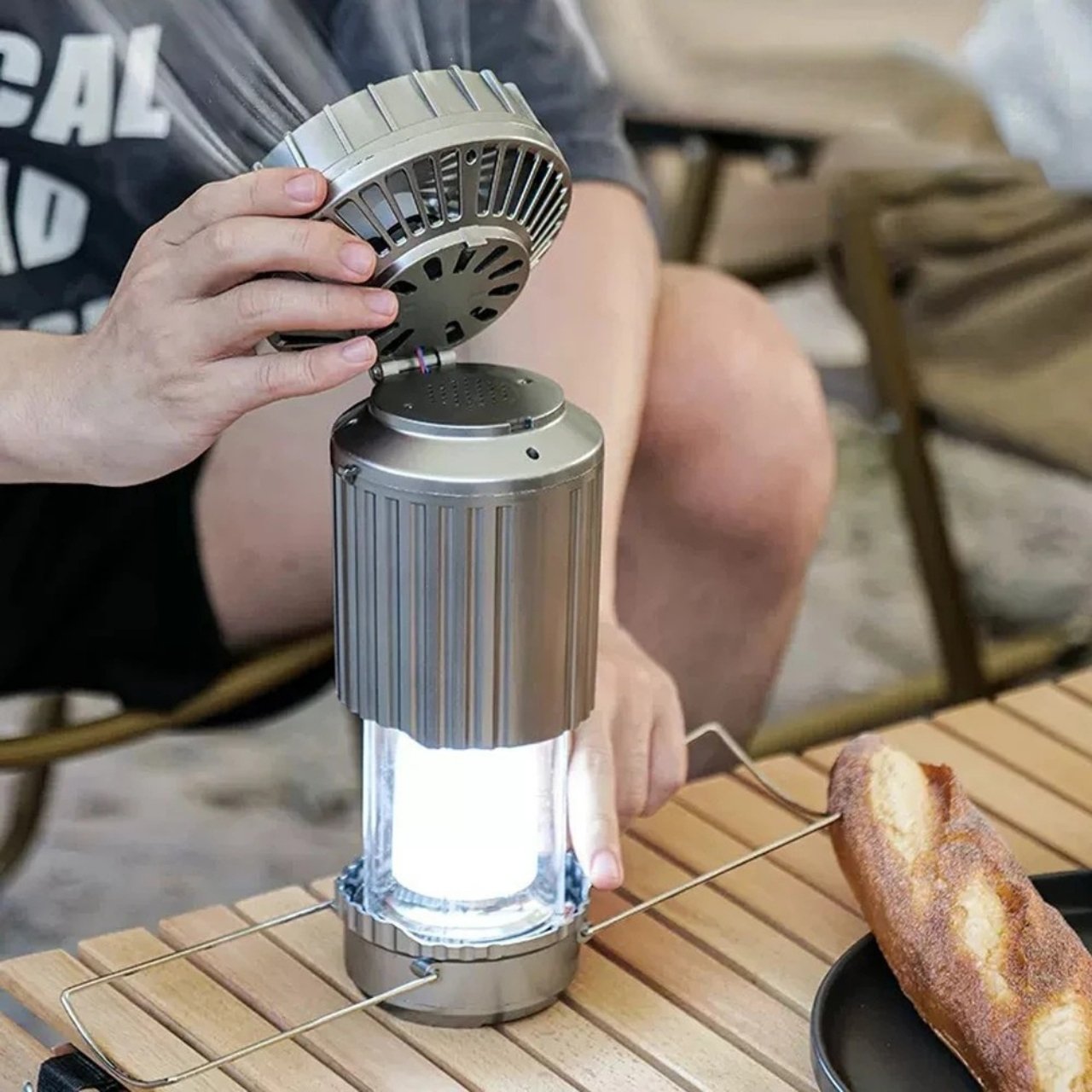 Fan, večnamenska 5 v 1 solarna LED svetilka z ventilatorjem - Image 10