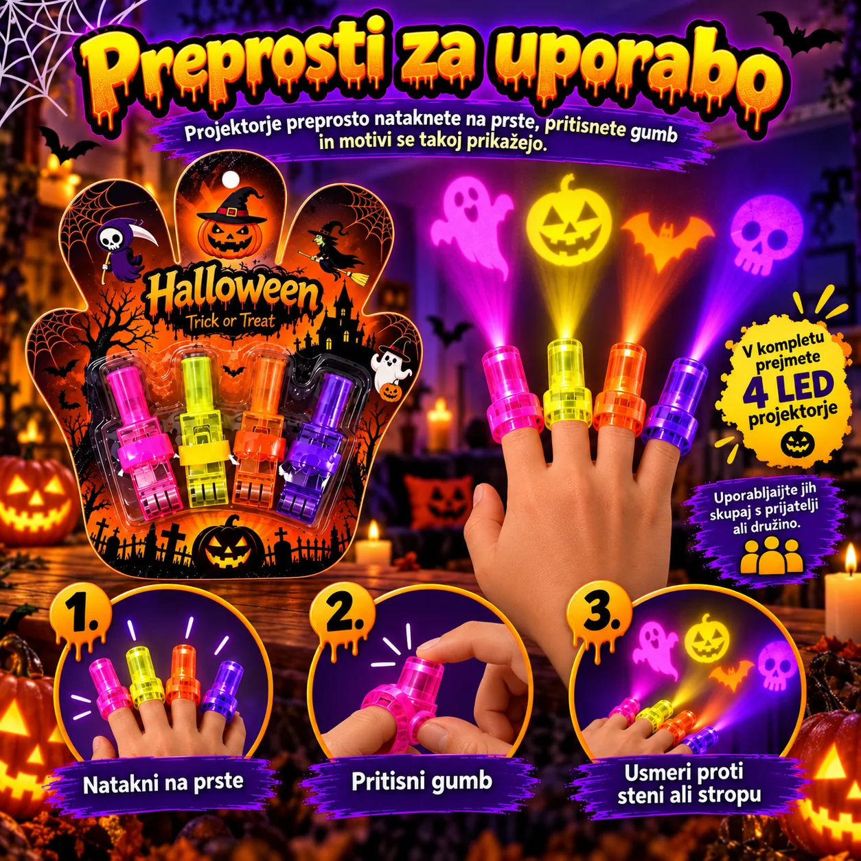 LED projektorji za prste - noč čarovnic, FingerLights - Image 4
