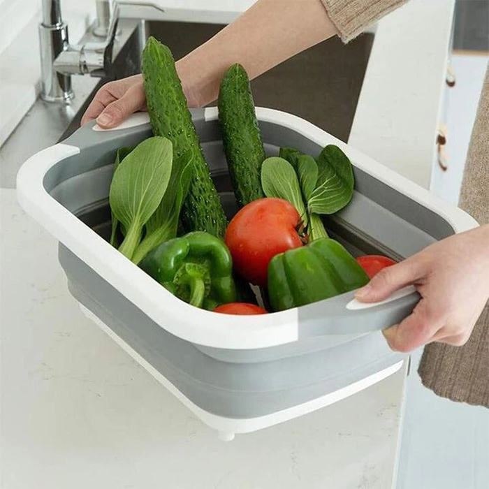 FoldableStrainer, multifunkcijsko cedilo, posoda za shranjevanje in deska za rezanje v enem - Image 2