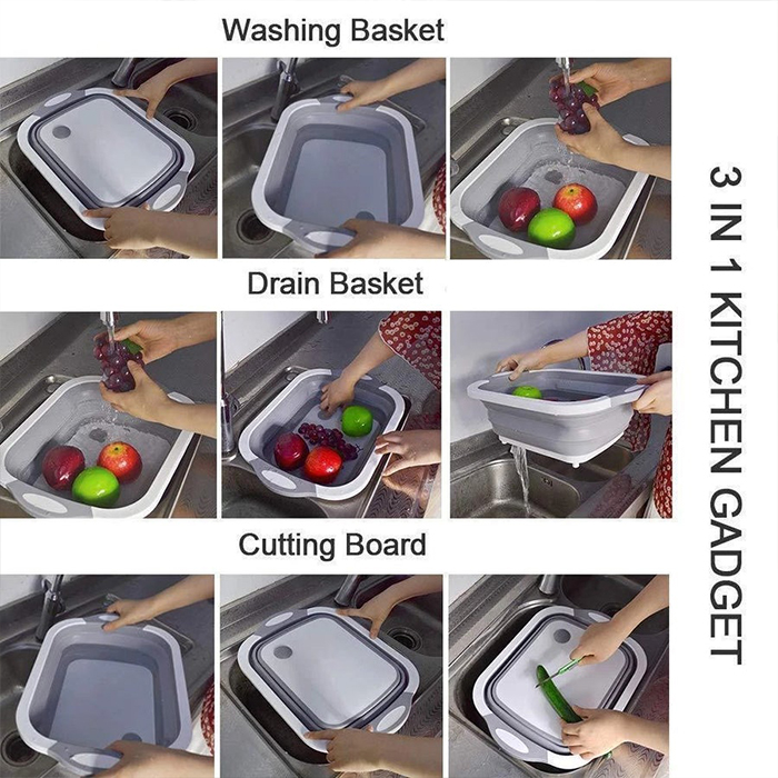 FoldableStrainer, multifunkcijsko cedilo, posoda za shranjevanje in deska za rezanje v enem - Image 6