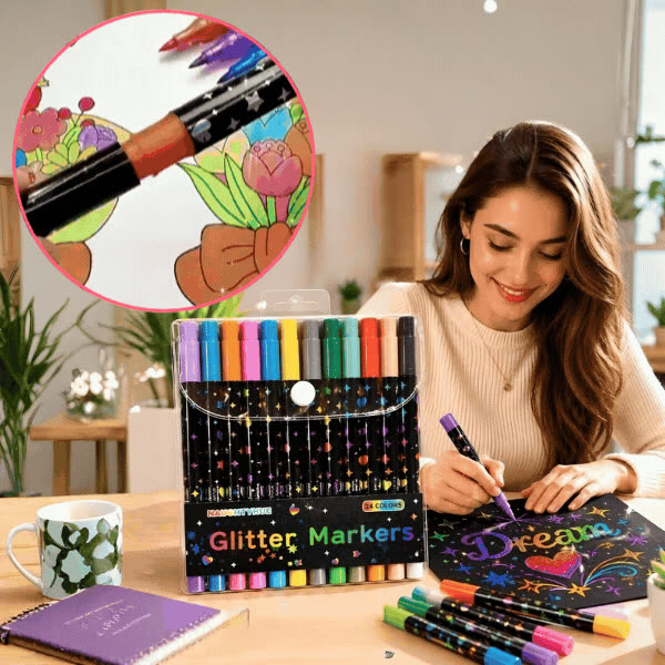 Flomastri z bleščicami, GlitterMarkers - video