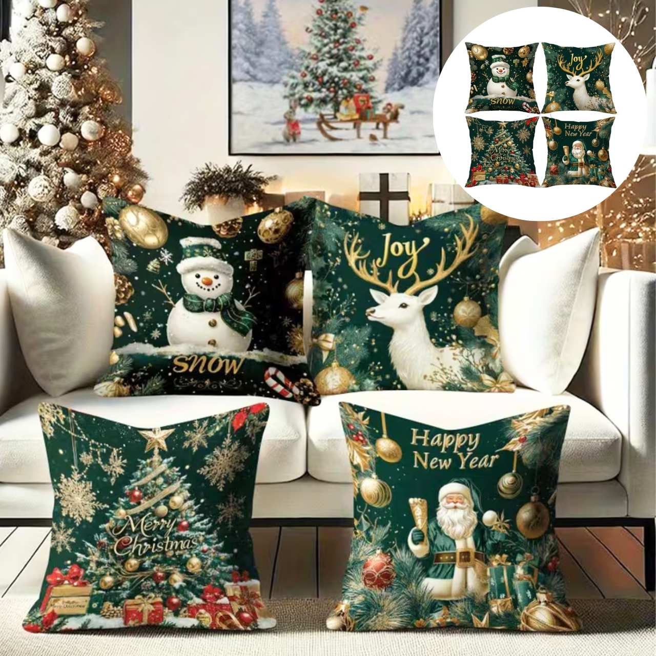 Božične prevleke za blazine (4 kosi), GreenXmass - Image 2