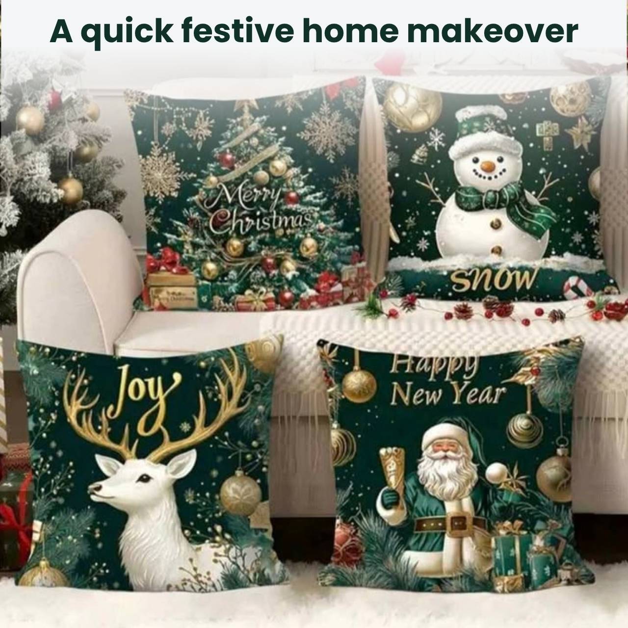 Božične prevleke za blazine (4 kosi), GreenXmass - Image 6