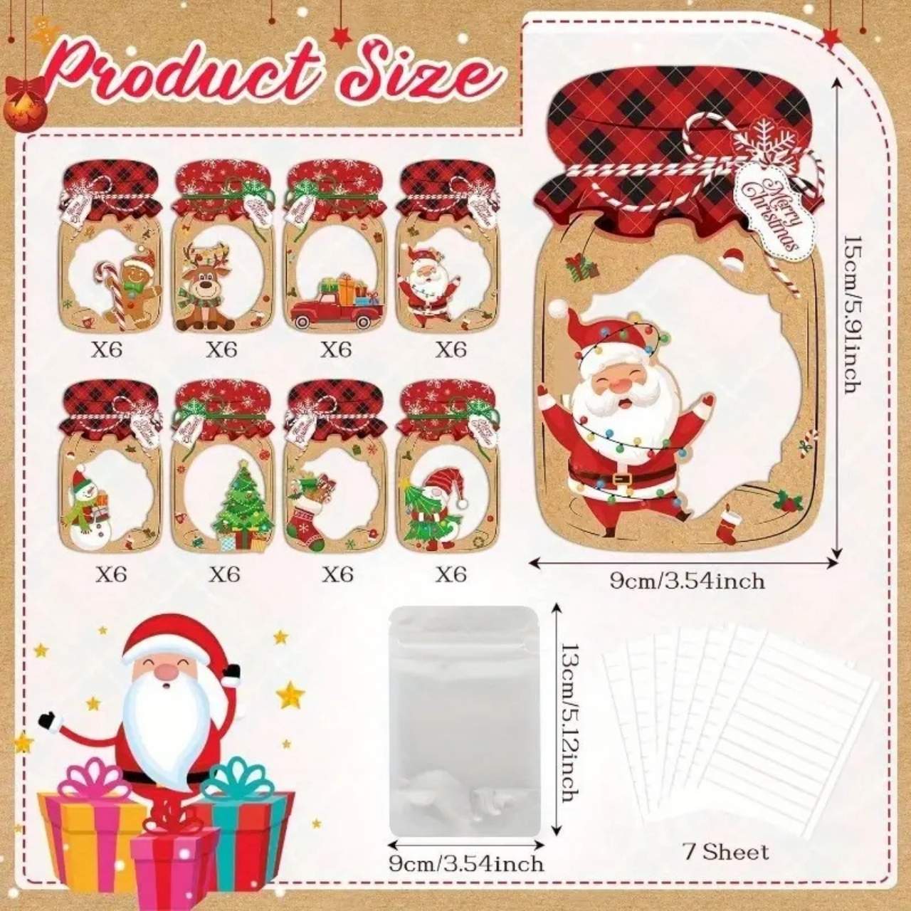 JarGifts, komplet božičnih kartic za praznična darilca (48 kos.) - Image 3