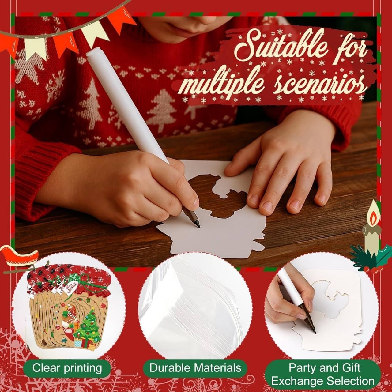 JarGifts, komplet božičnih kartic za praznična darilca (48 kos.) - Image 8