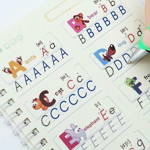 KidBook, 4-delni set delovnih zvezkov za pisanje in risanje z magičnim pisalom, ki se samodejno izbriše - Image 2