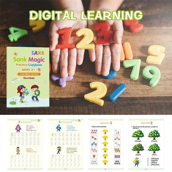 KidBook, 4-delni set delovnih zvezkov za pisanje in risanje z magičnim pisalom, ki se samodejno izbriše - Image 6
