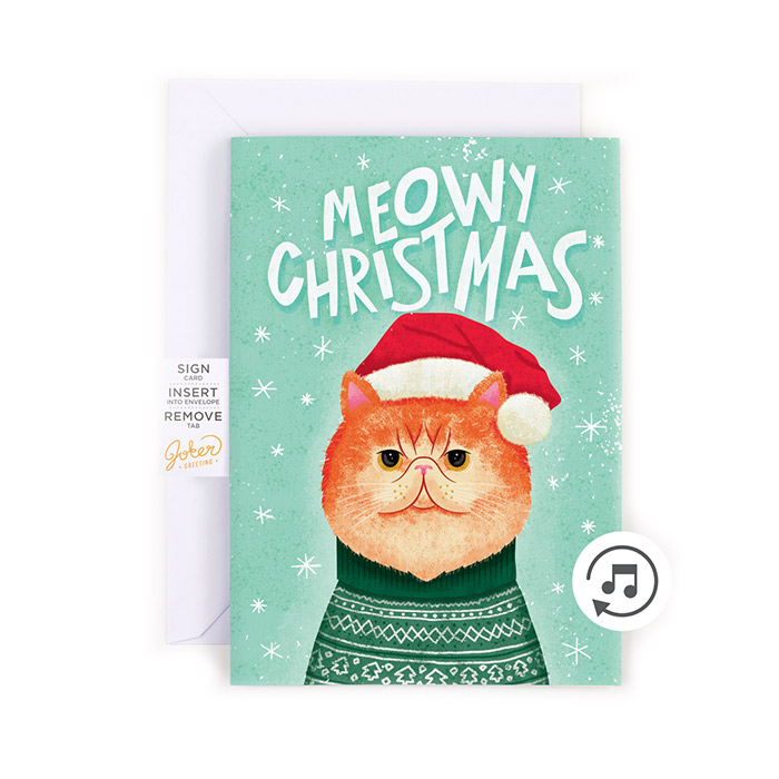 MeowCard, zabavna zvočna božična voščilnica z mačko - Image 1