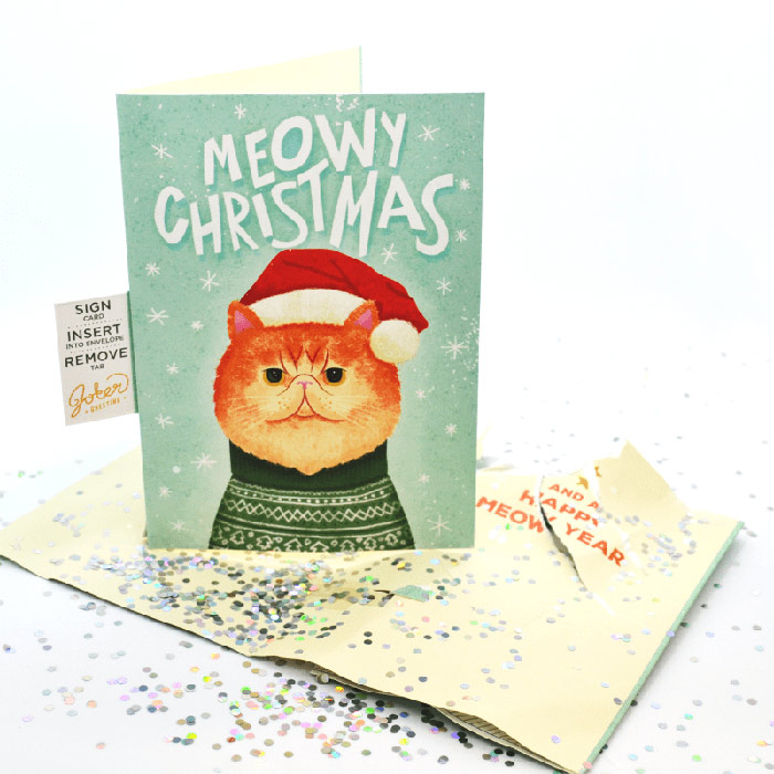 MeowCard čestitka predvaja mijavkanje, ko jo odprete!