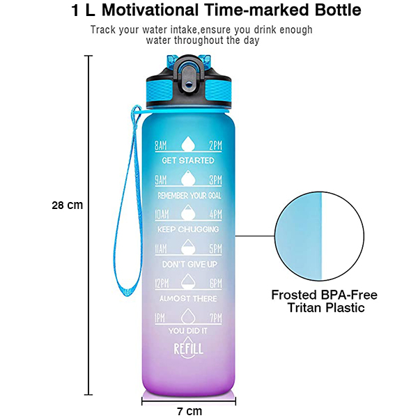 MotivationalBottle, flaška za vodo z motivacijskimi verzi in časovnimi oznakami (1000 ml) - Image 4