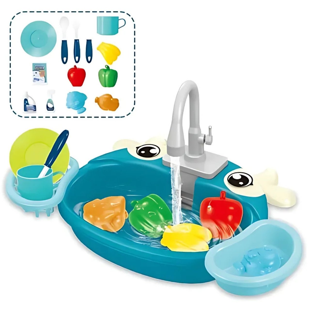 PlaySink, otroški kuhinjski komplet s pomivalnim koritom - Image 3