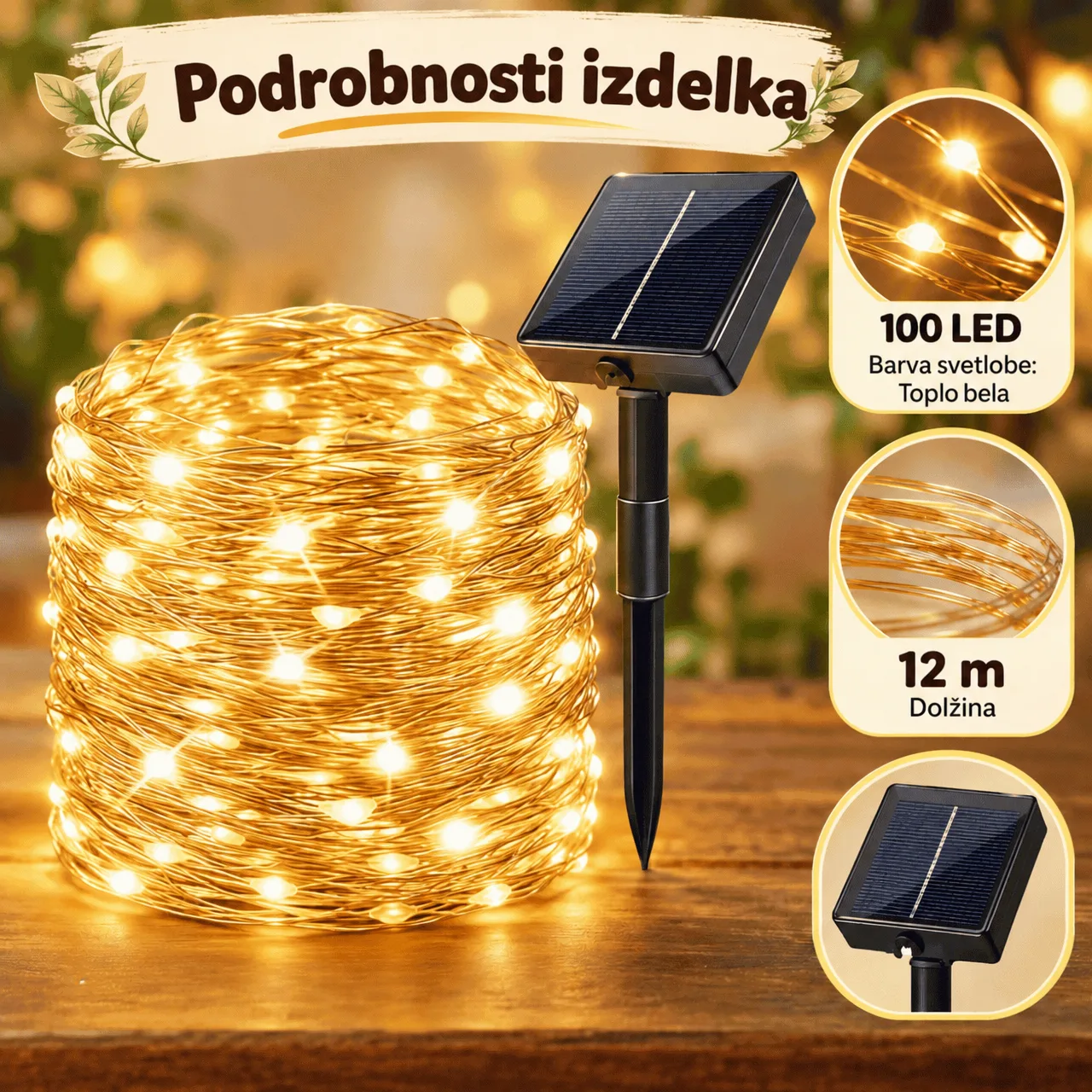Solarna LED svetlobna veriga (12 m), YardLights - Image 2