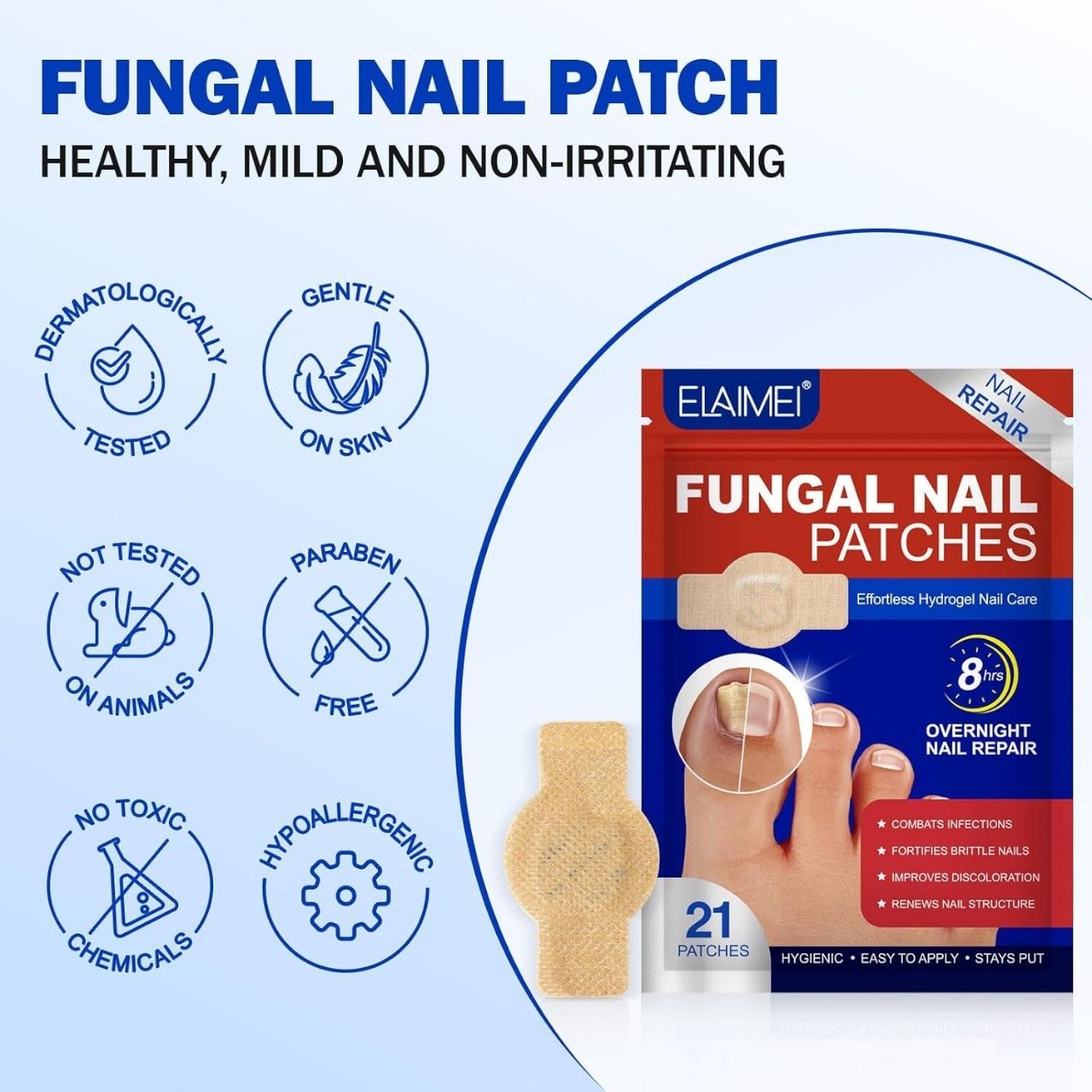 FungalPatches, obnovitveni obliži za nego poškodovanih nohtov (21 kos.) (1+1 GRATIS ) - Image 4